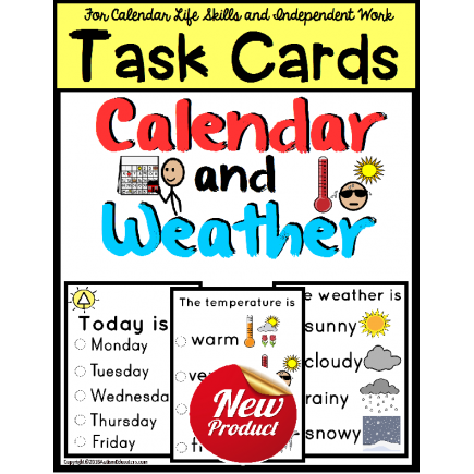 Morning CALENDAR and WEATHER TASK CARDS for Life Skills with Visuals for Autism